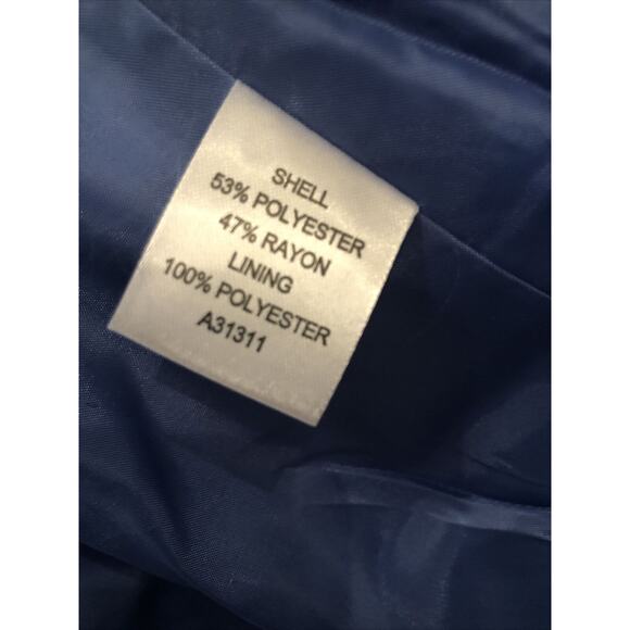 NEW Appleseeds Blazer Womens‎ 10 Blue White Suit Jacket Geometric Woven - Picture 8 of 10